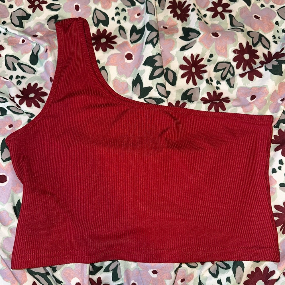 SHEIN Red Asymmetrical Sleeveless Tank Top